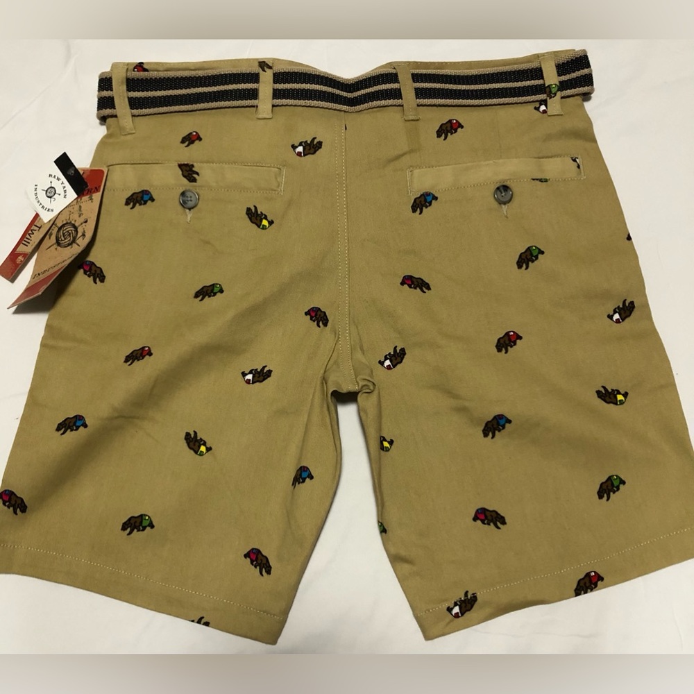 MENS RAW YARN INDUSTRIES NEW W.T. BearStretch Twill Khaki Shorts/ Belt Size 30 - Picture 2 of 12